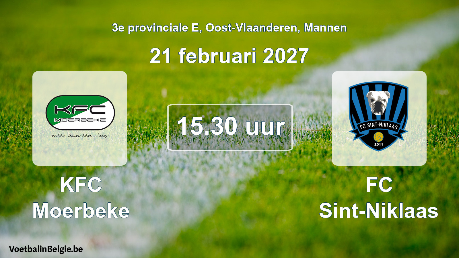 Geplande wedstrijd mannenvoetbal: KFC Moerbeke - FC Sint-Niklaas (21 februari 2027)