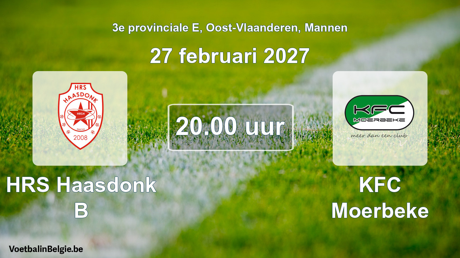 Geplande wedstrijd mannenvoetbal: HRS Haasdonk B - KFC Moerbeke (27 februari 2027)