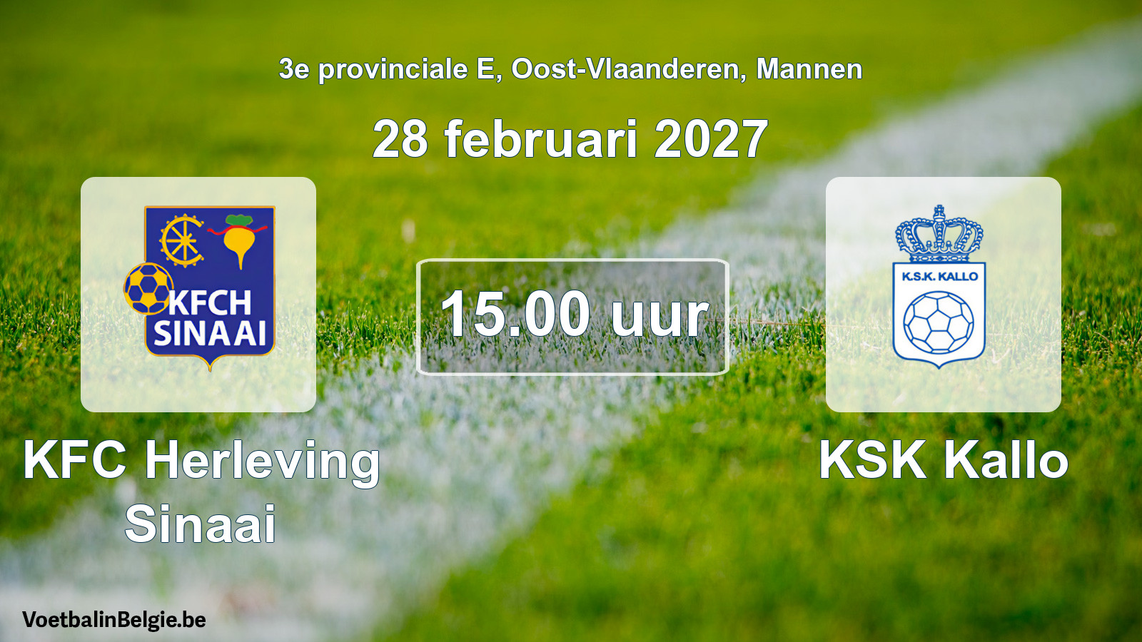 Geplande wedstrijd mannenvoetbal: KFC Herleving Sinaai - KSK Kallo (28 februari 2027)