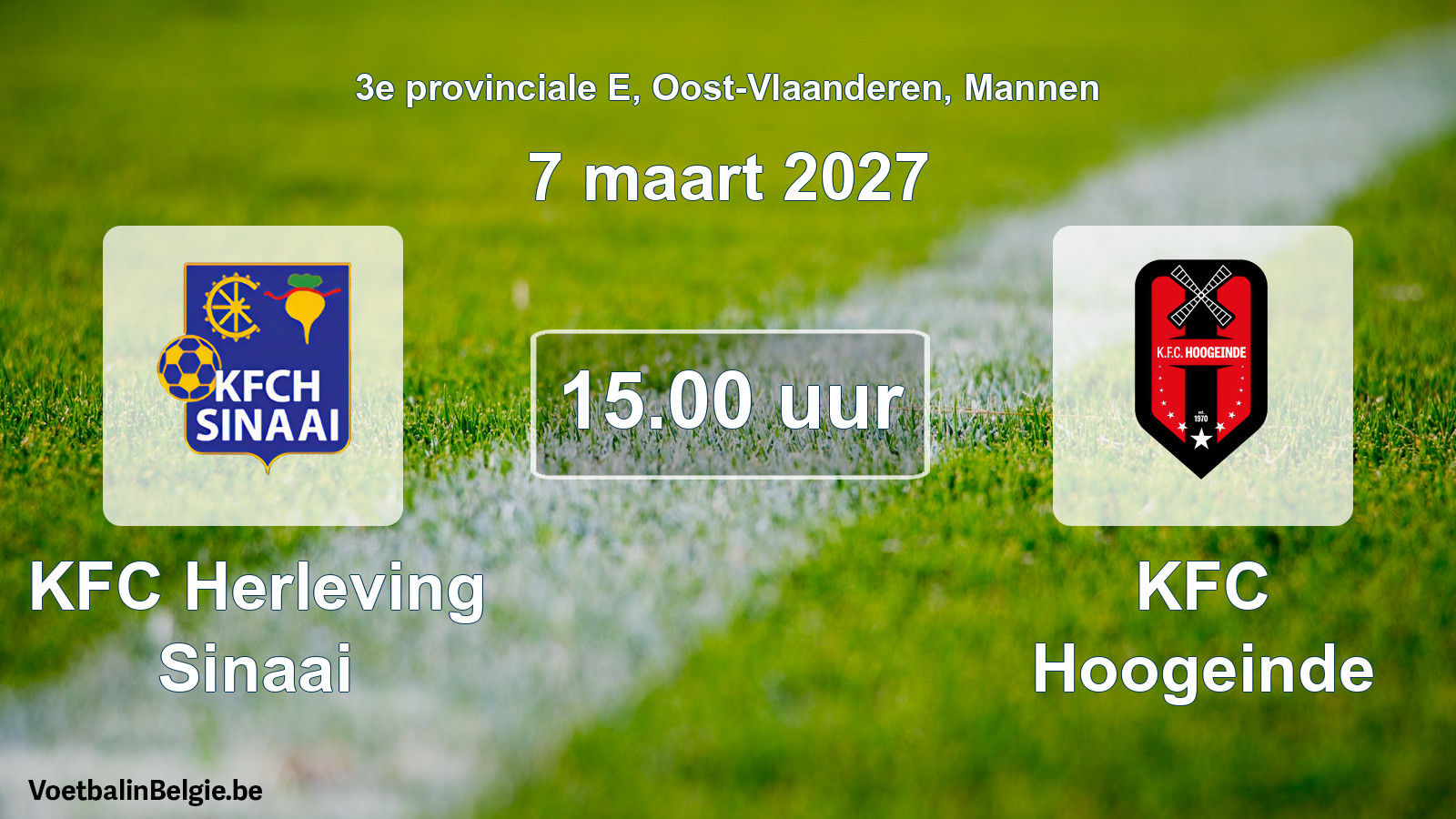 Geplande wedstrijd mannenvoetbal: KFC Herleving Sinaai - KFC Hoogeinde (7 maart 2027)