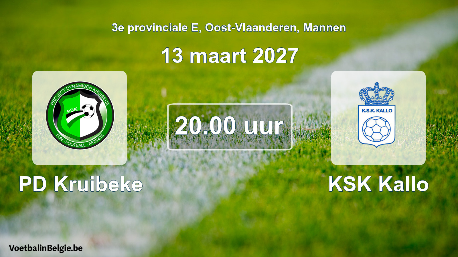 Geplande wedstrijd mannenvoetbal: PD Kruibeke - KSK Kallo (13 maart 2027)