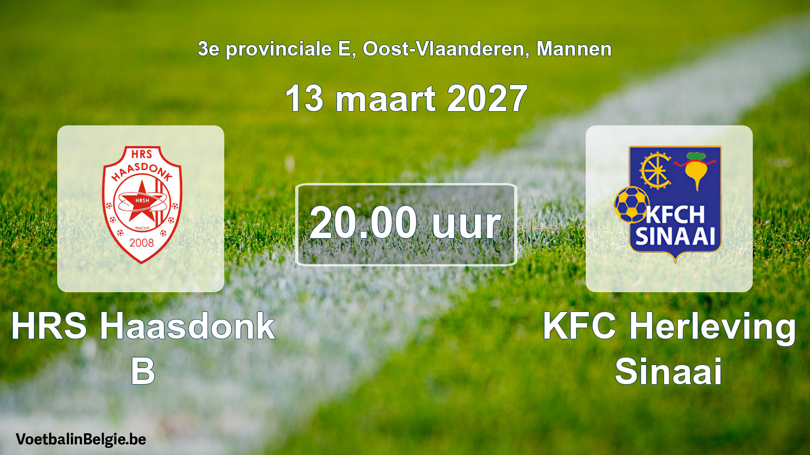 Geplande wedstrijd mannenvoetbal: HRS Haasdonk B - KFC Herleving Sinaai (13 maart 2027)