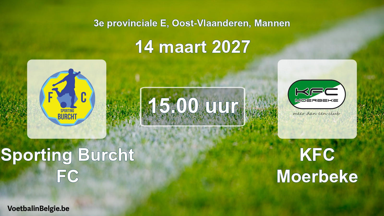 Geplande wedstrijd mannenvoetbal: Sporting Burcht FC - KFC Moerbeke (14 maart 2027)