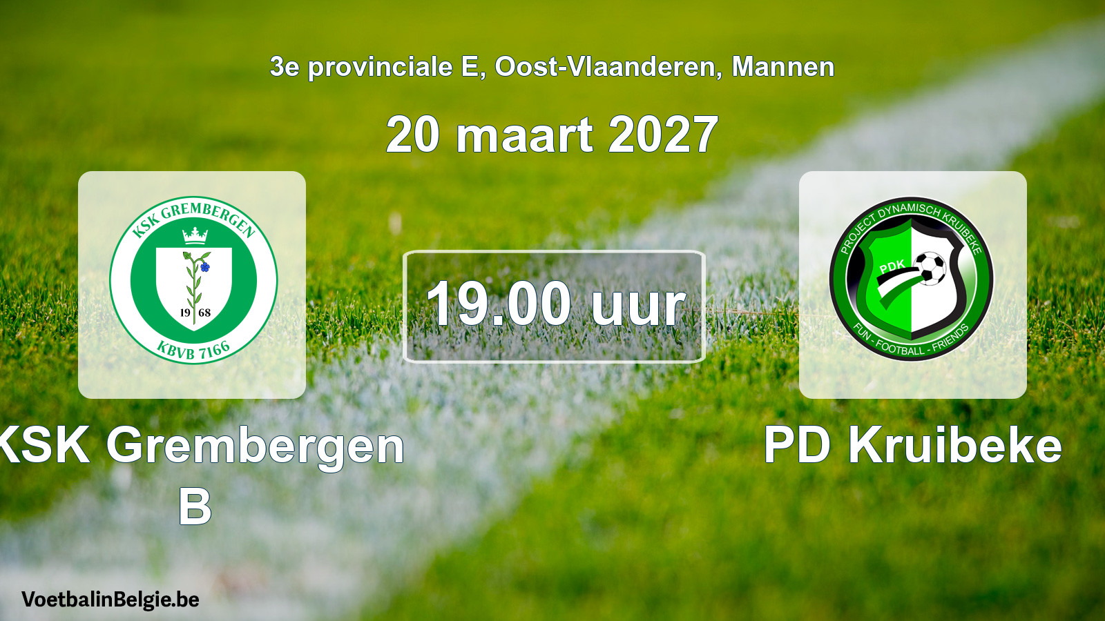 Geplande wedstrijd mannenvoetbal: KSK Grembergen B - PD Kruibeke (20 maart 2027)