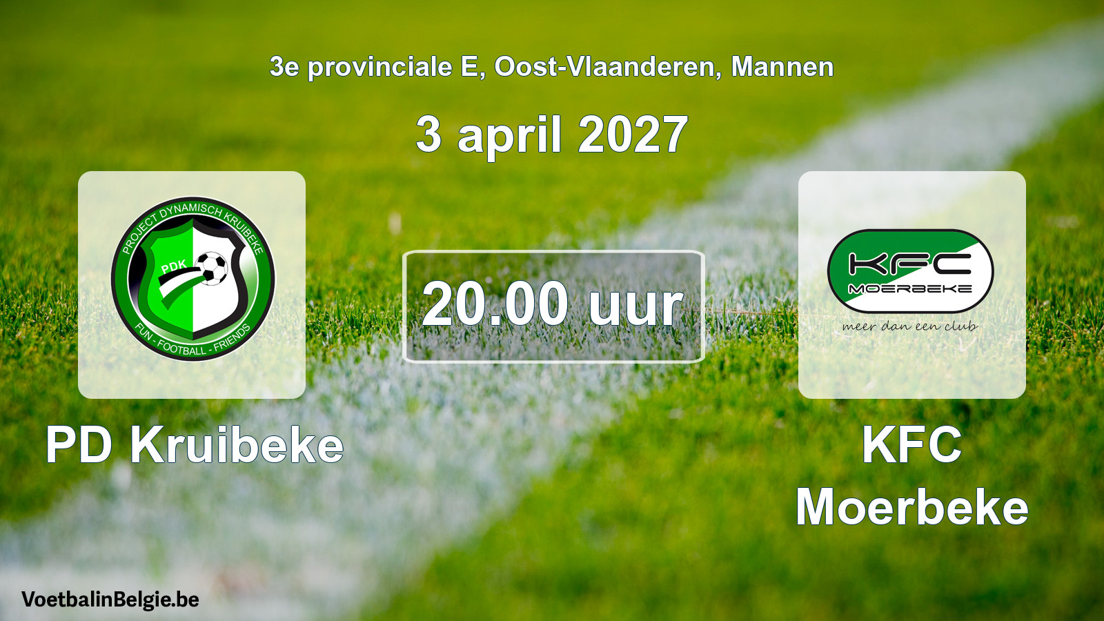 Geplande wedstrijd mannenvoetbal: PD Kruibeke - KFC Moerbeke (3 april 2027)