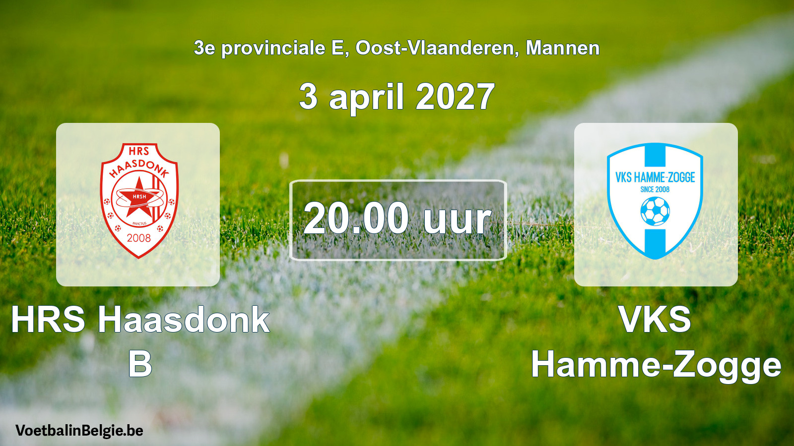 Geplande wedstrijd mannenvoetbal: HRS Haasdonk B - VKS Hamme-Zogge (3 april 2027)