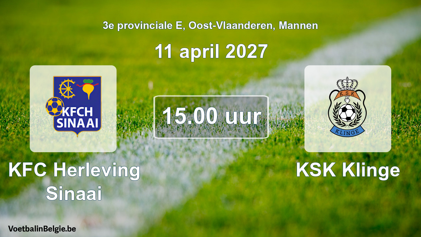 Geplande wedstrijd mannenvoetbal: KFC Herleving Sinaai - KSK Klinge (11 april 2027)