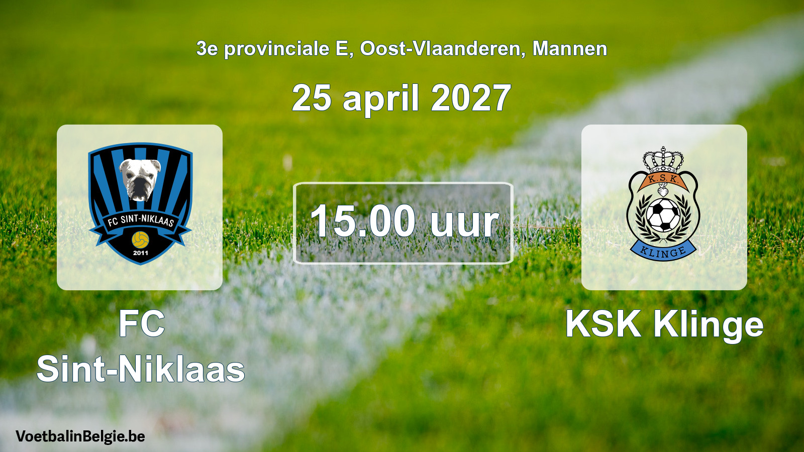 Geplande wedstrijd mannenvoetbal: FC Sint-Niklaas - KSK Klinge (25 april 2027)