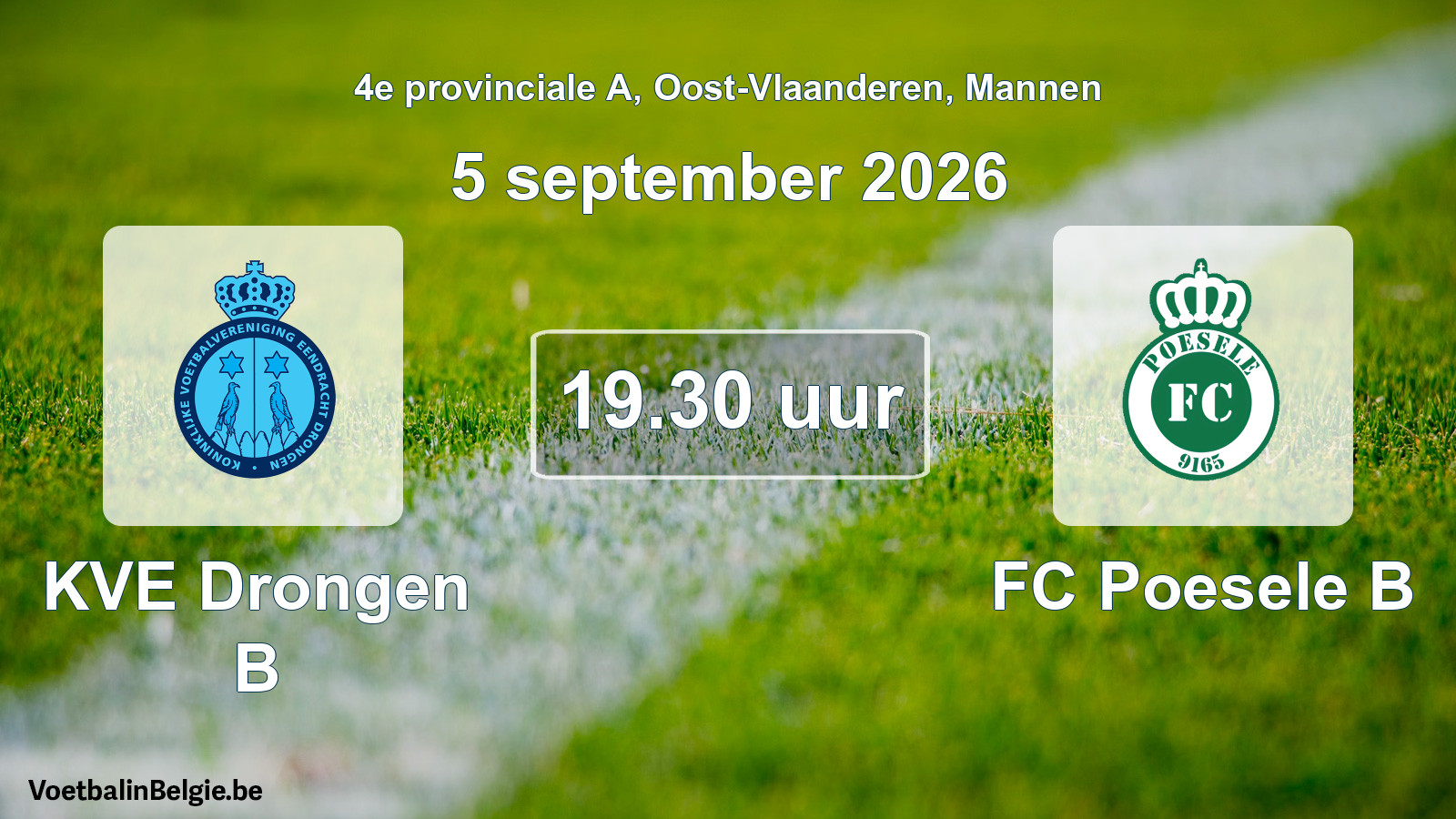 Geplande wedstrijd mannenvoetbal: KVE Drongen B - FC Poesele B (5 september 2026)
