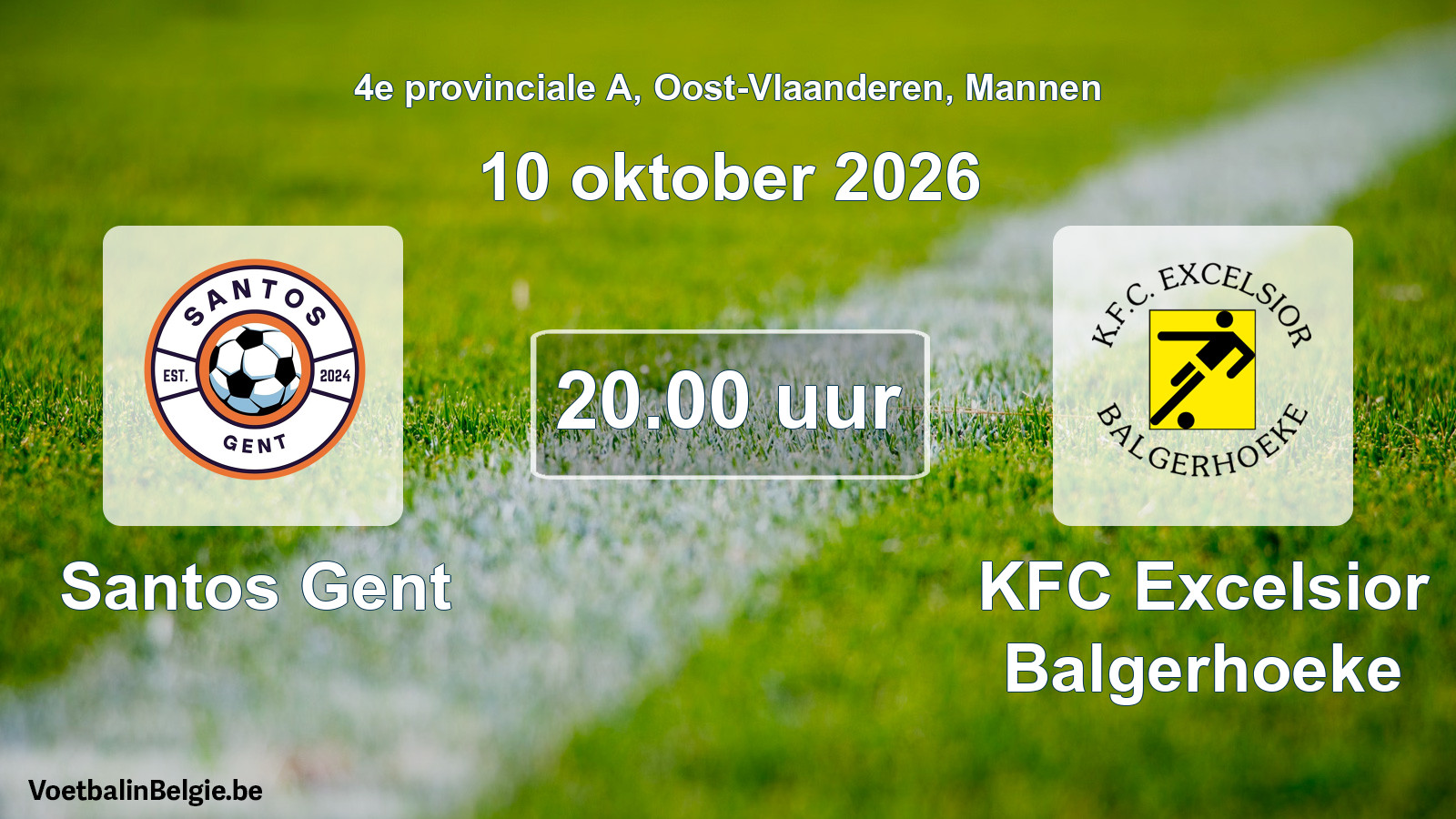 Geplande wedstrijd mannenvoetbal: Santos Gent - KFC Excelsior Balgerhoeke (10 oktober 2026)