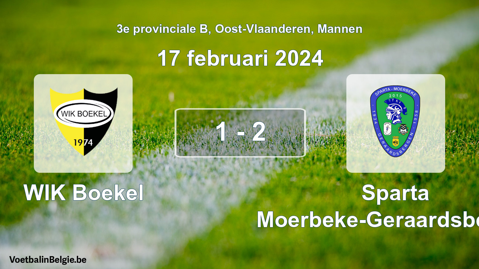 Gespeelde wedstrijd mannenvoetbal: WIK Boekel - Sparta Moerbeke-Geraardsbergen 1 - 2 (17 februari 2024)