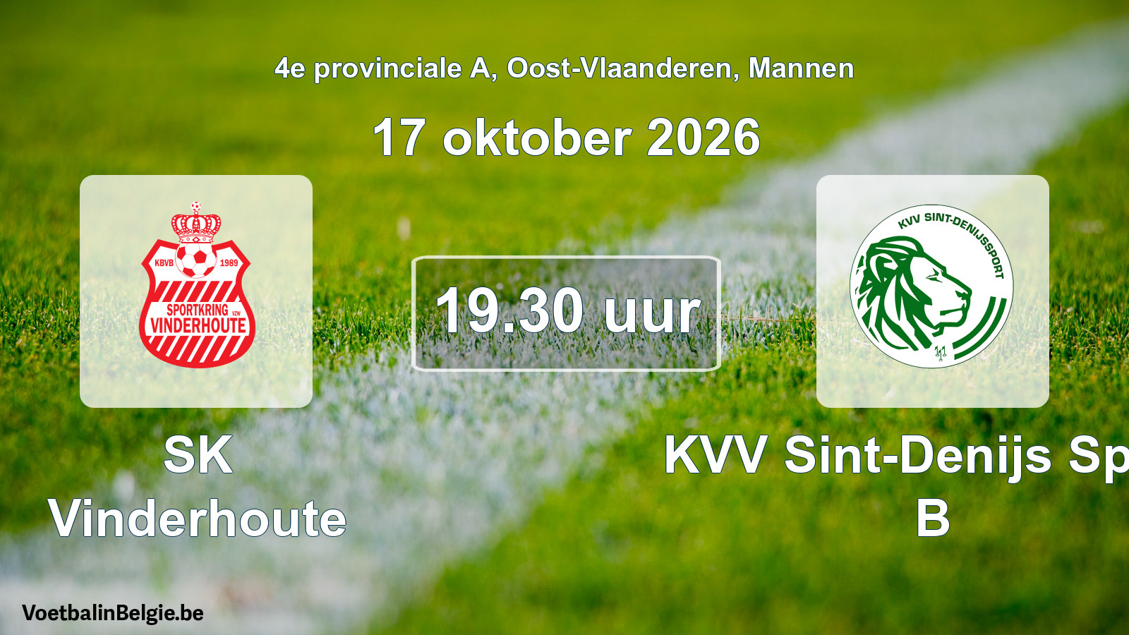 Geplande wedstrijd mannenvoetbal: SK Vinderhoute - KVV Sint-Denijs Sport B (17 oktober 2026)