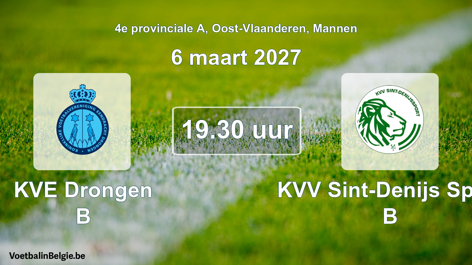 Geplande wedstrijd mannenvoetbal: KVE Drongen B - KVV Sint-Denijs Sport B (6 maart 2027)