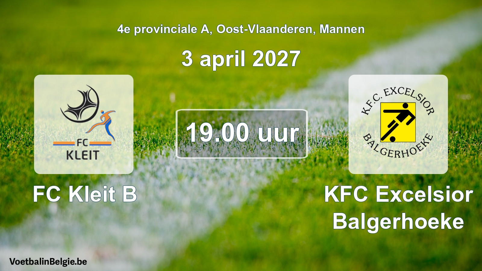 Geplande wedstrijd mannenvoetbal: FC Kleit B - KFC Excelsior Balgerhoeke (3 april 2027)