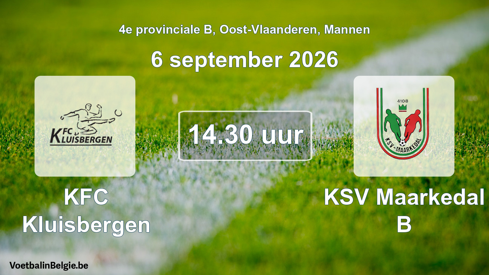 Geplande wedstrijd mannenvoetbal: KFC Kluisbergen - KSV Maarkedal B (6 september 2026)