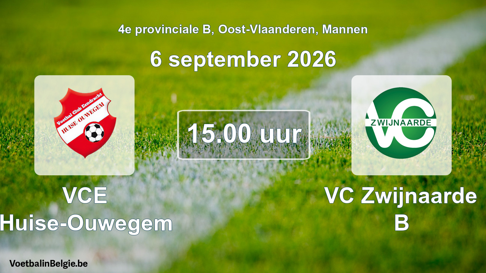 Geplande wedstrijd mannenvoetbal: VCE Huise-Ouwegem - VC Zwijnaarde B (6 september 2026)