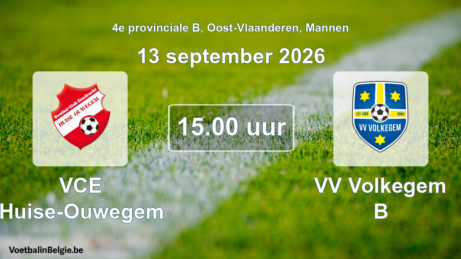 Geplande wedstrijd mannenvoetbal: VCE Huise-Ouwegem - VV Volkegem B (13 september 2026)