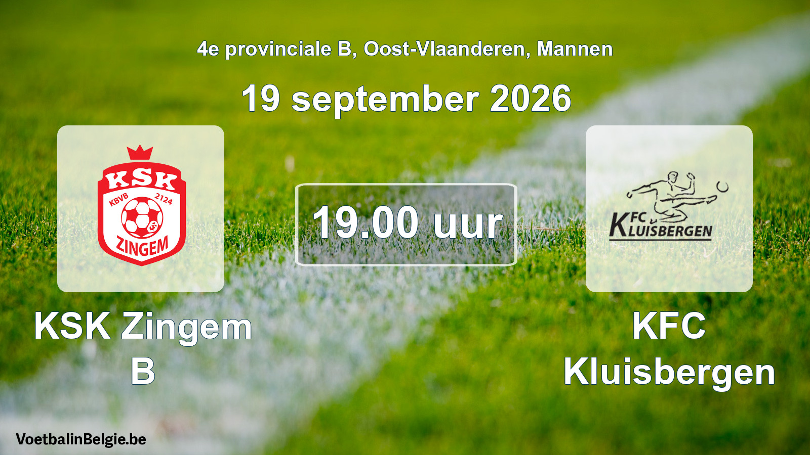 Geplande wedstrijd mannenvoetbal: KSK Zingem B - KFC Kluisbergen (19 september 2026)