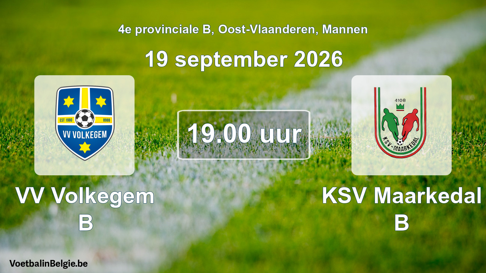 Geplande wedstrijd mannenvoetbal: VV Volkegem B - KSV Maarkedal B (19 september 2026)