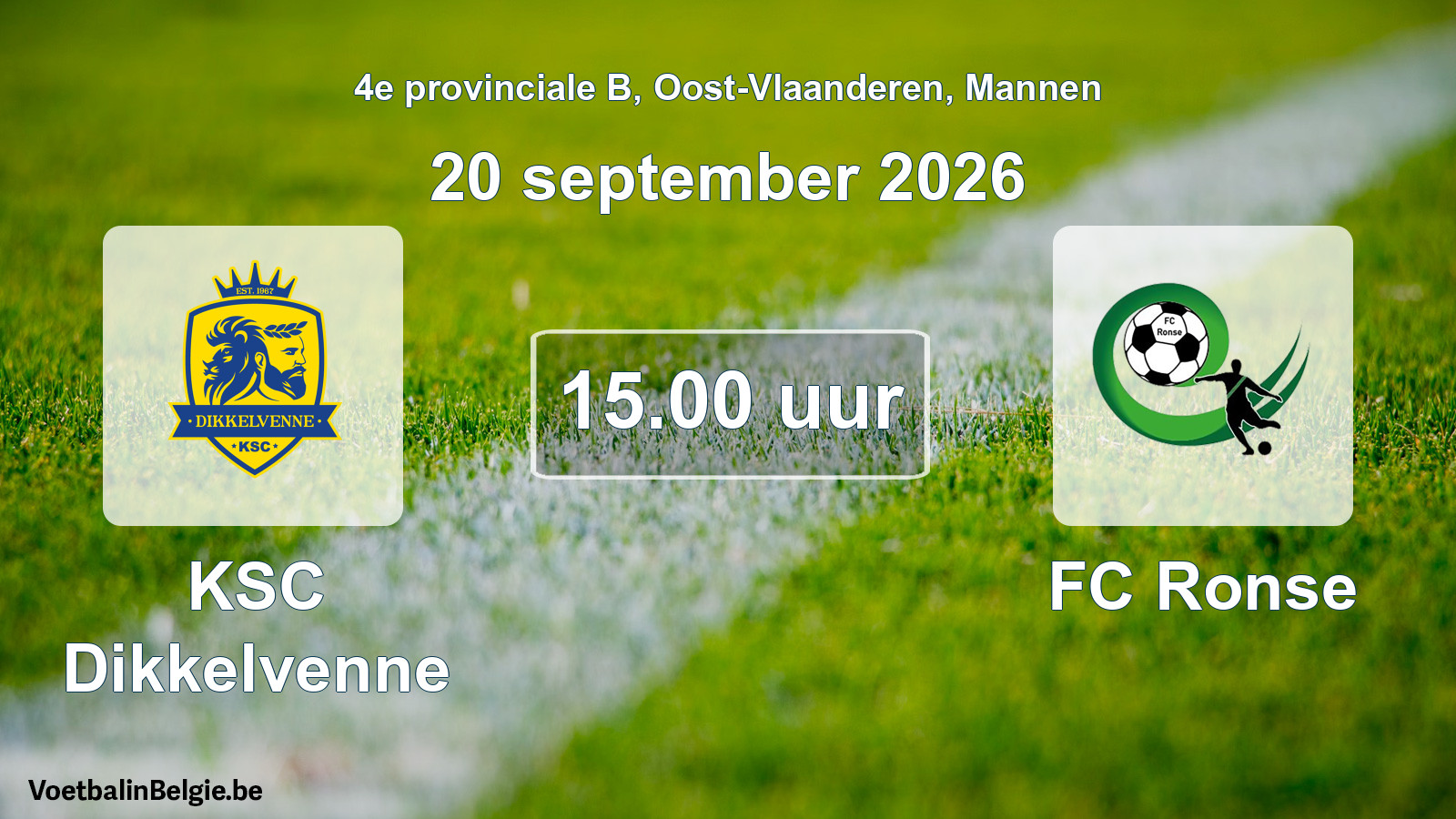Geplantes Spiel männer-Fußball: KSC Dikkelvenne - FC Ronse (20 September 2026)
