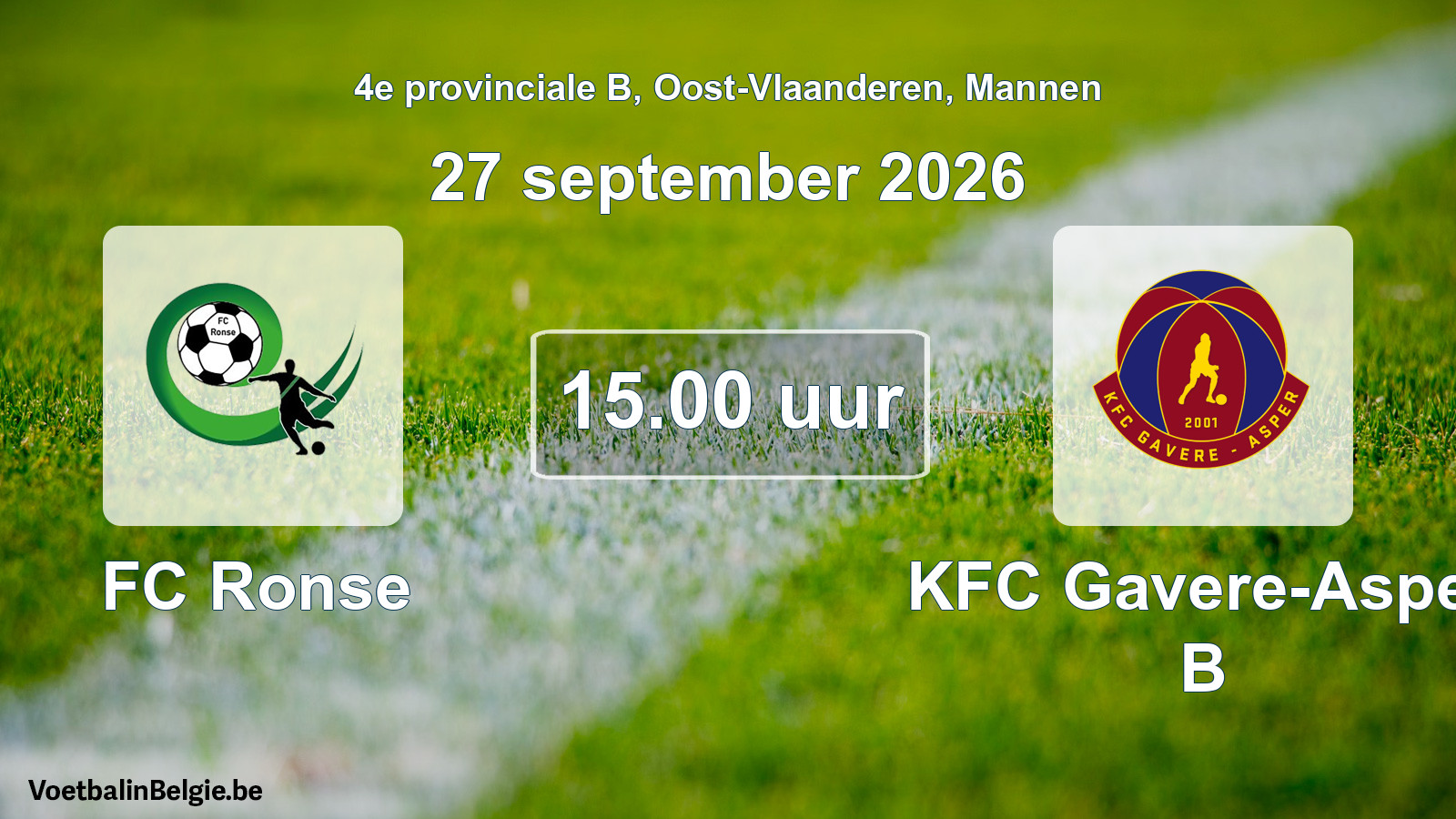Geplande wedstrijd mannenvoetbal: FC Ronse - KFC Gavere-Asper B (27 september 2026)