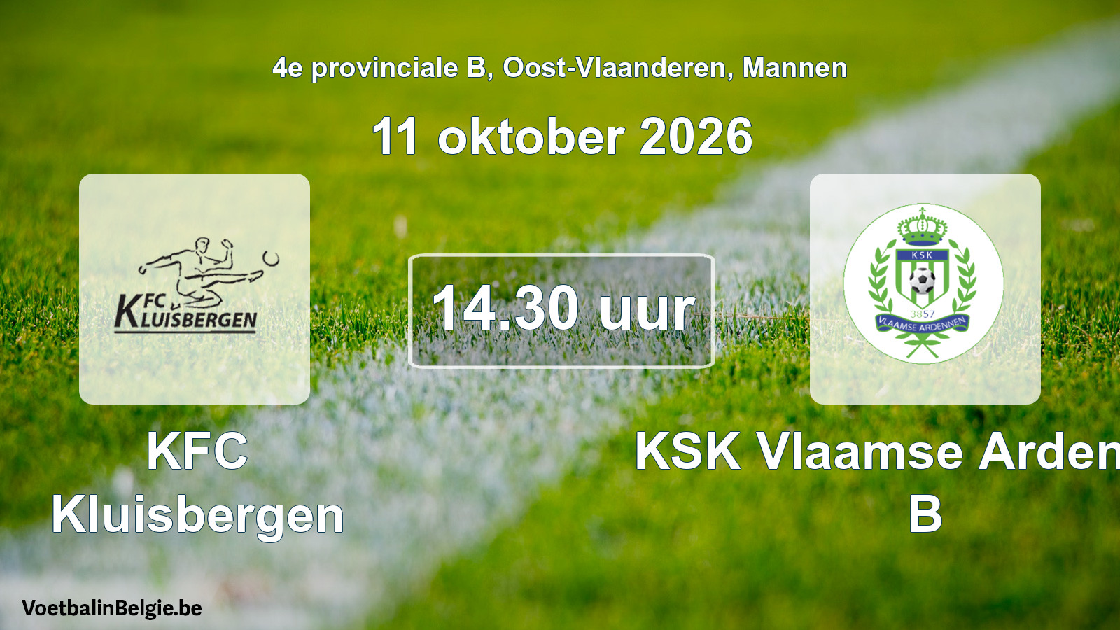 Geplande wedstrijd mannenvoetbal: KFC Kluisbergen - KSK Vlaamse Ardennen B (11 oktober 2026)