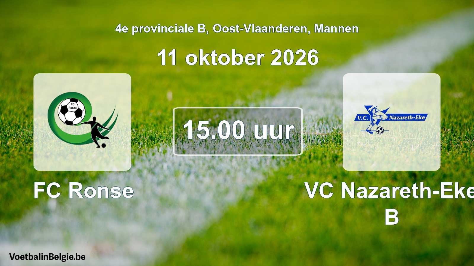 Geplande wedstrijd mannenvoetbal: FC Ronse - VC Nazareth-Eke B (11 oktober 2026)
