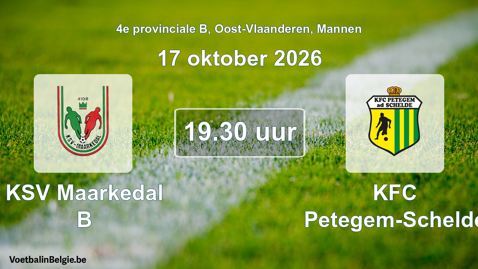 Geplande wedstrijd mannenvoetbal: KSV Maarkedal B - KFC Petegem-Schelde (17 oktober 2026)