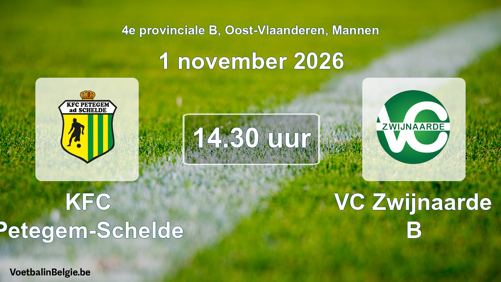 Geplande wedstrijd mannenvoetbal: KFC Petegem-Schelde - VC Zwijnaarde B (1 november 2026)