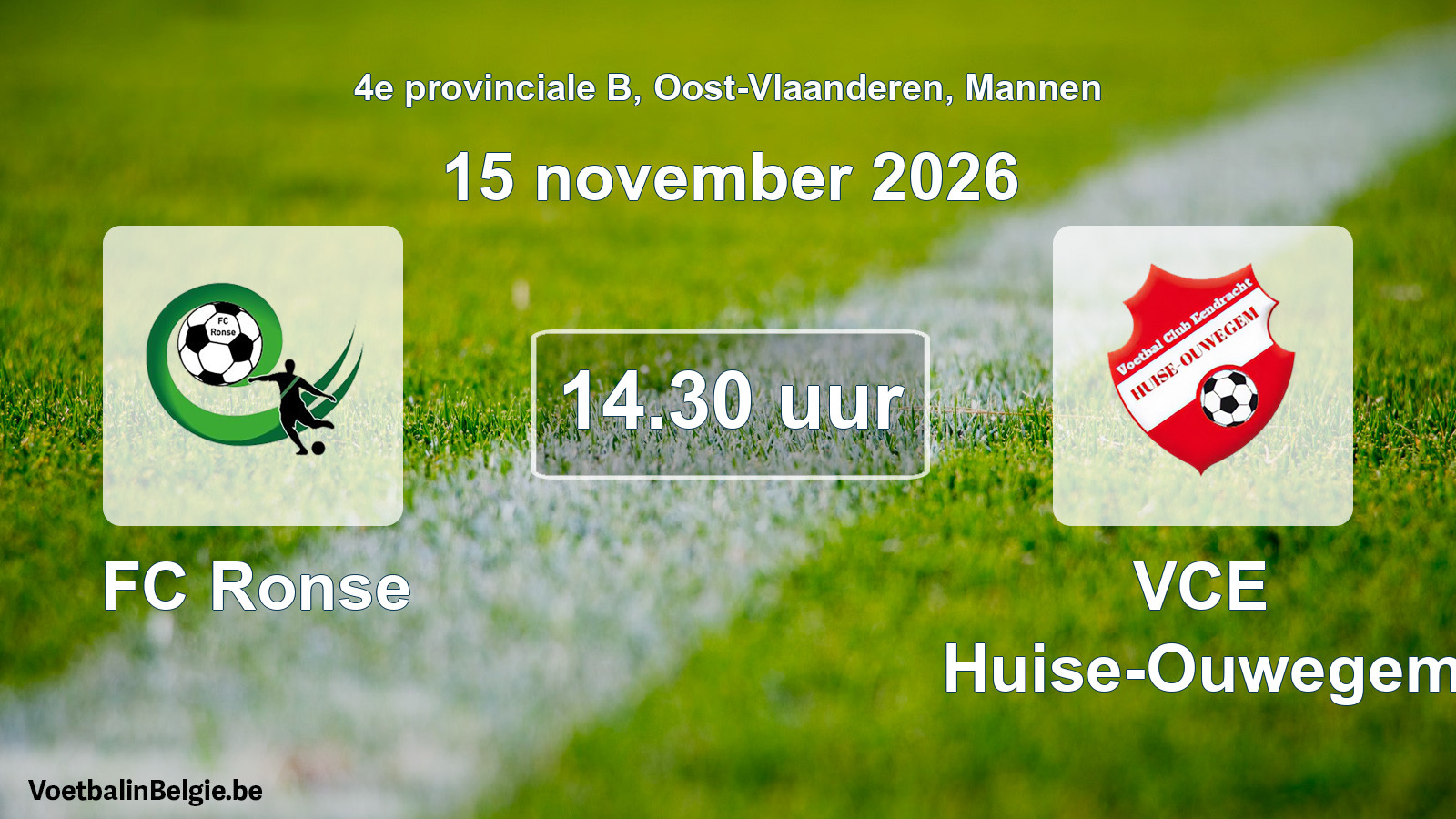 Geplande wedstrijd mannenvoetbal: FC Ronse - VCE Huise-Ouwegem (15 november 2026)