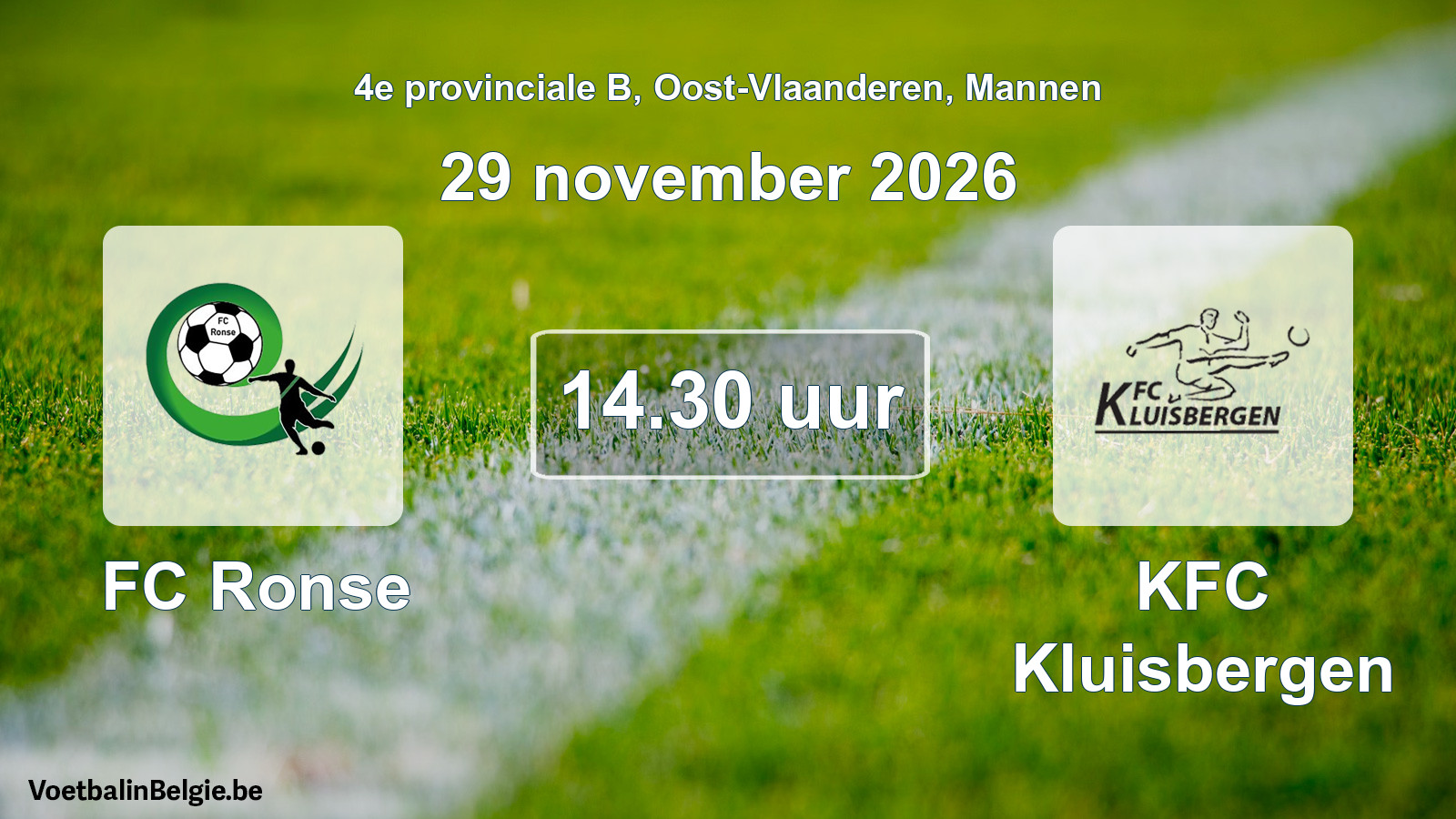 Geplande wedstrijd mannenvoetbal: FC Ronse - KFC Kluisbergen (29 november 2026)