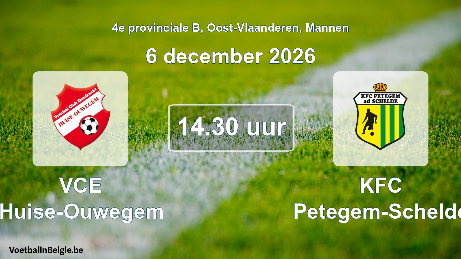 Geplande wedstrijd mannenvoetbal: VCE Huise-Ouwegem - KFC Petegem-Schelde (6 december 2026)