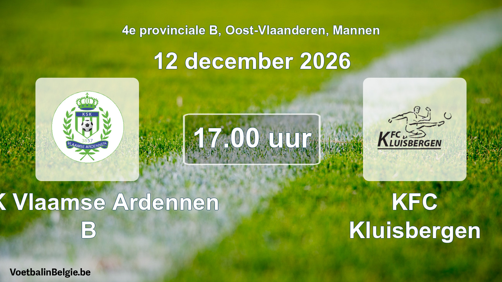 Geplande wedstrijd mannenvoetbal: KSK Vlaamse Ardennen B - KFC Kluisbergen (12 december 2026)