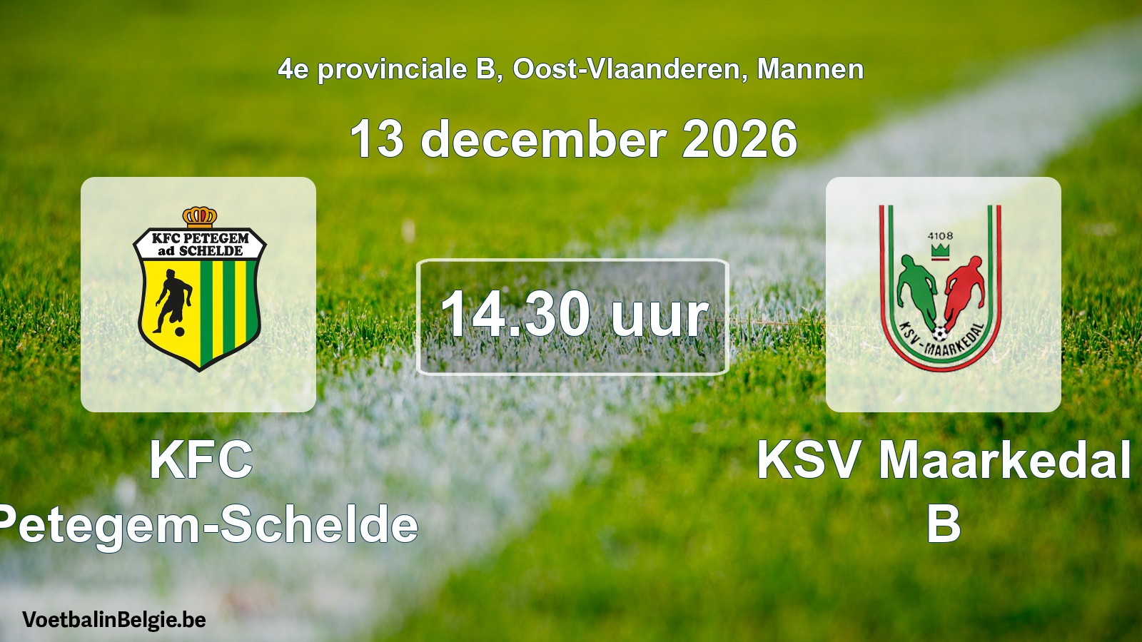 Geplande wedstrijd mannenvoetbal: KFC Petegem-Schelde - KSV Maarkedal B (13 december 2026)
