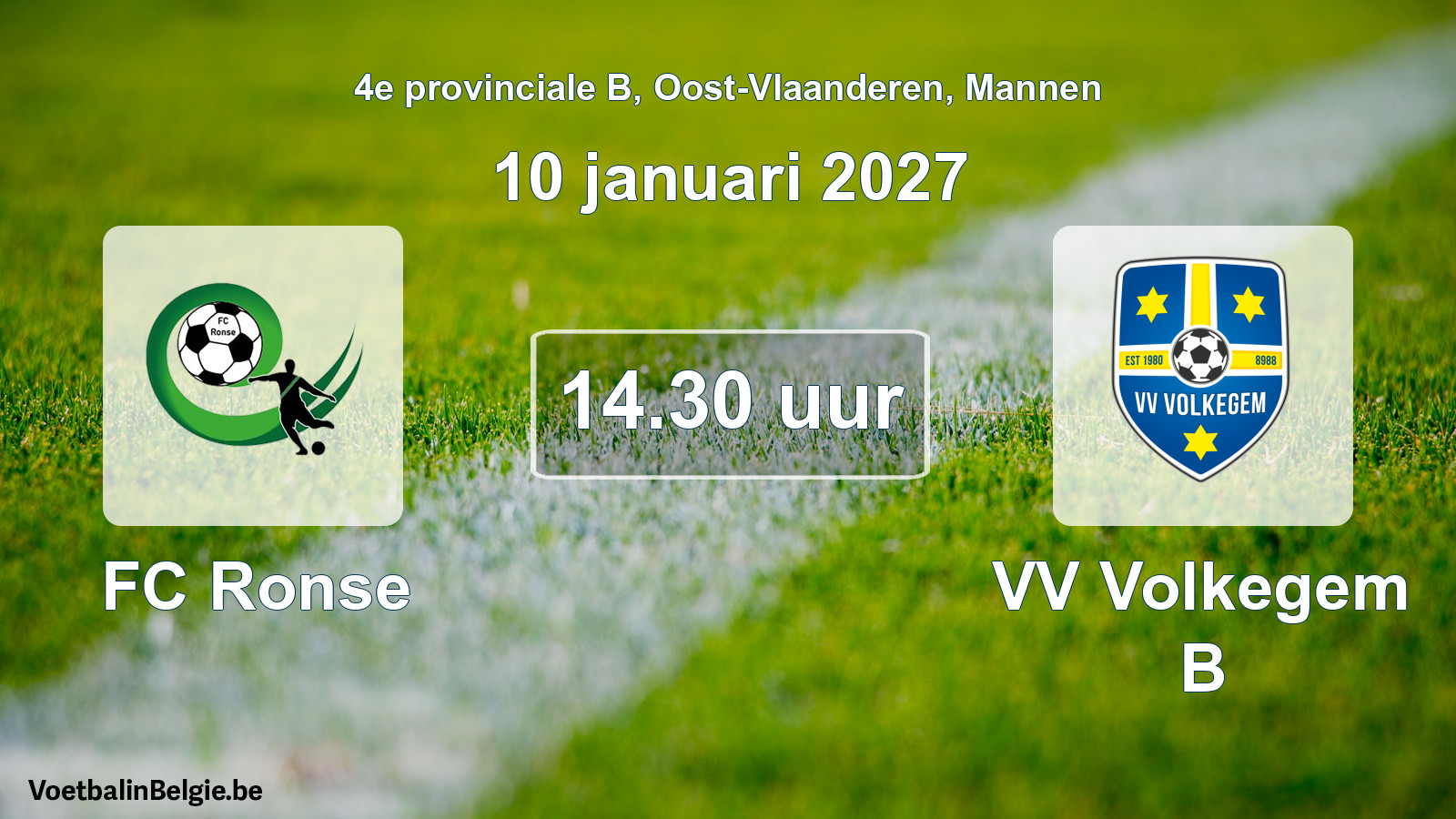 Geplande wedstrijd mannenvoetbal: FC Ronse - VV Volkegem B (10 januari 2027)