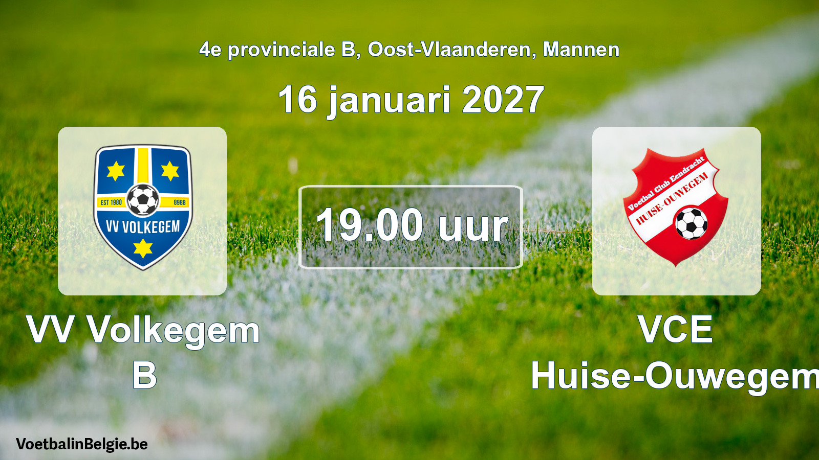 Geplande wedstrijd mannenvoetbal: VV Volkegem B - VCE Huise-Ouwegem (16 januari 2027)