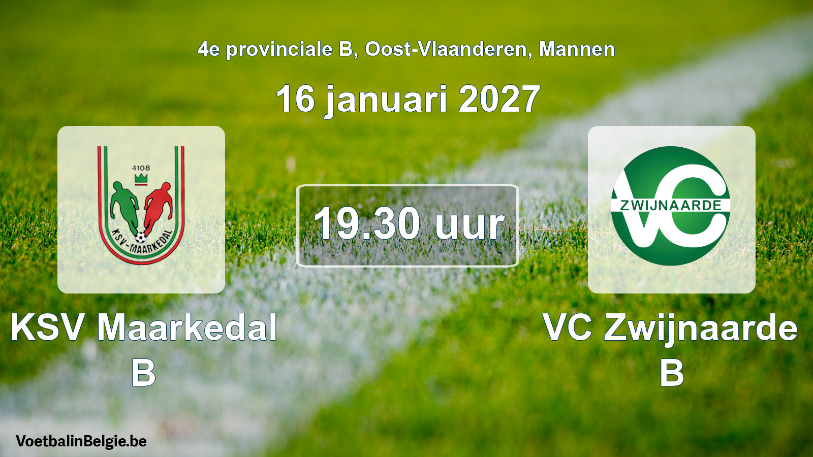 Geplande wedstrijd mannenvoetbal: KSV Maarkedal B - VC Zwijnaarde B (16 januari 2027)