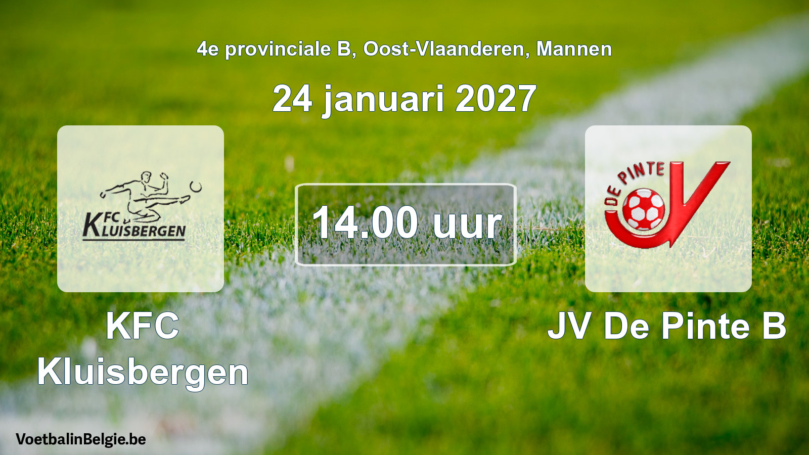 Geplande wedstrijd mannenvoetbal: KFC Kluisbergen - JV De Pinte B (24 januari 2027)