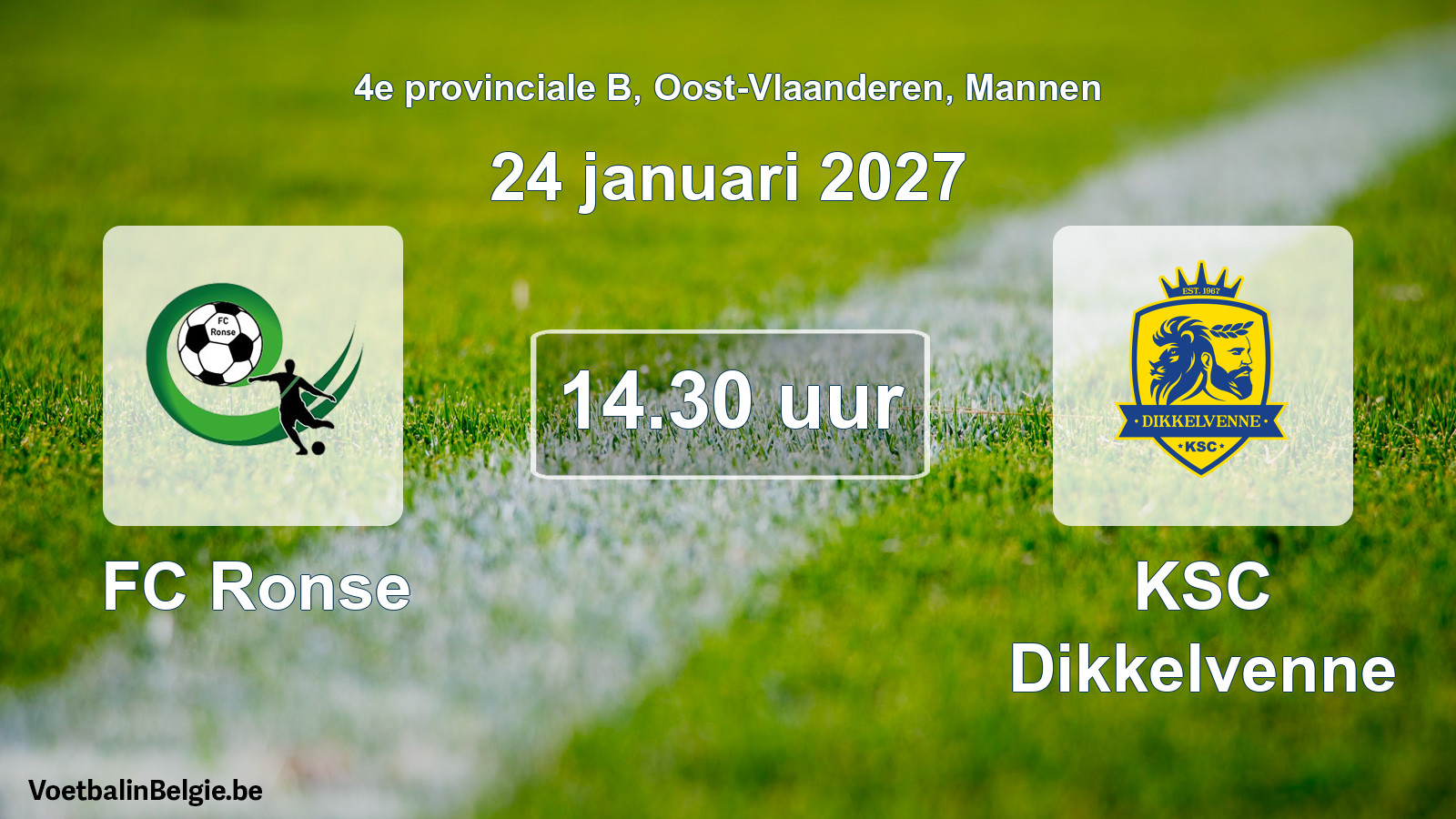 Geplande wedstrijd mannenvoetbal: FC Ronse - KSC Dikkelvenne (24 januari 2027)