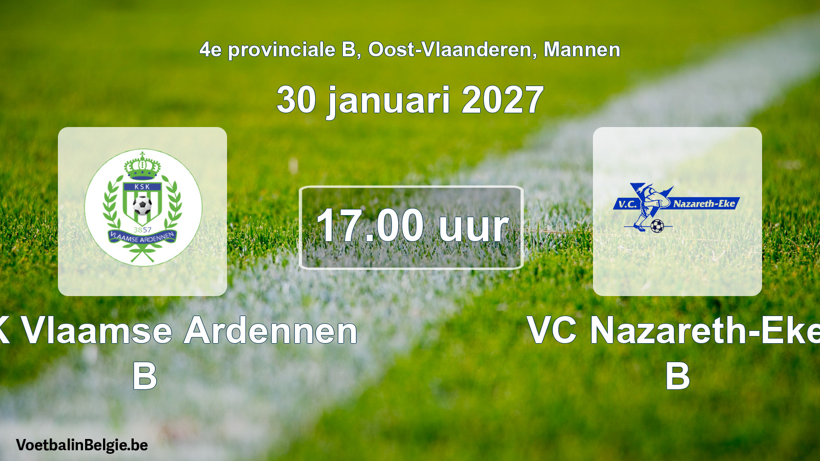 Geplande wedstrijd mannenvoetbal: KSK Vlaamse Ardennen B - VC Nazareth-Eke B (30 januari 2027)