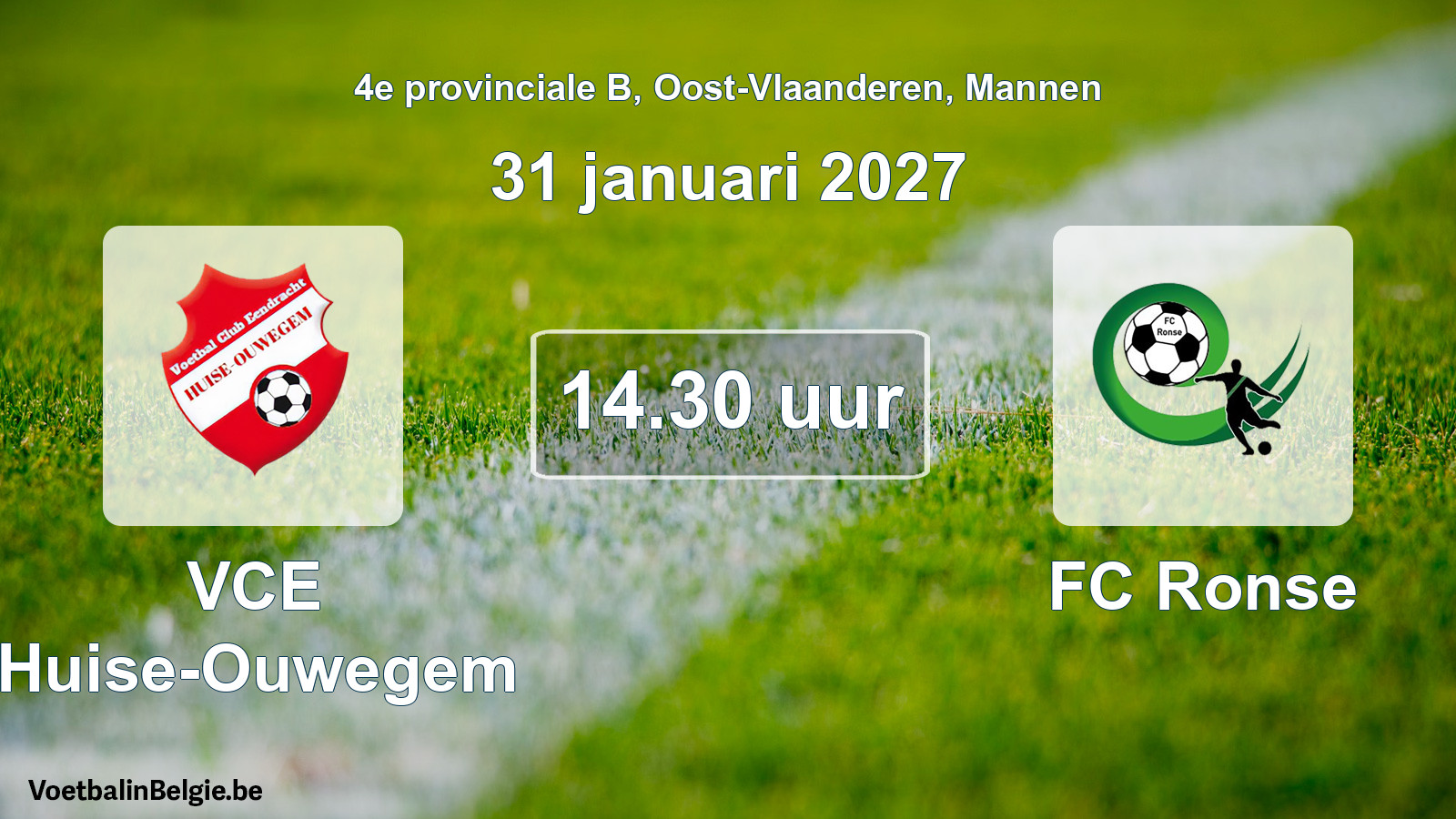 Geplande wedstrijd mannenvoetbal: VCE Huise-Ouwegem - FC Ronse (31 januari 2027)