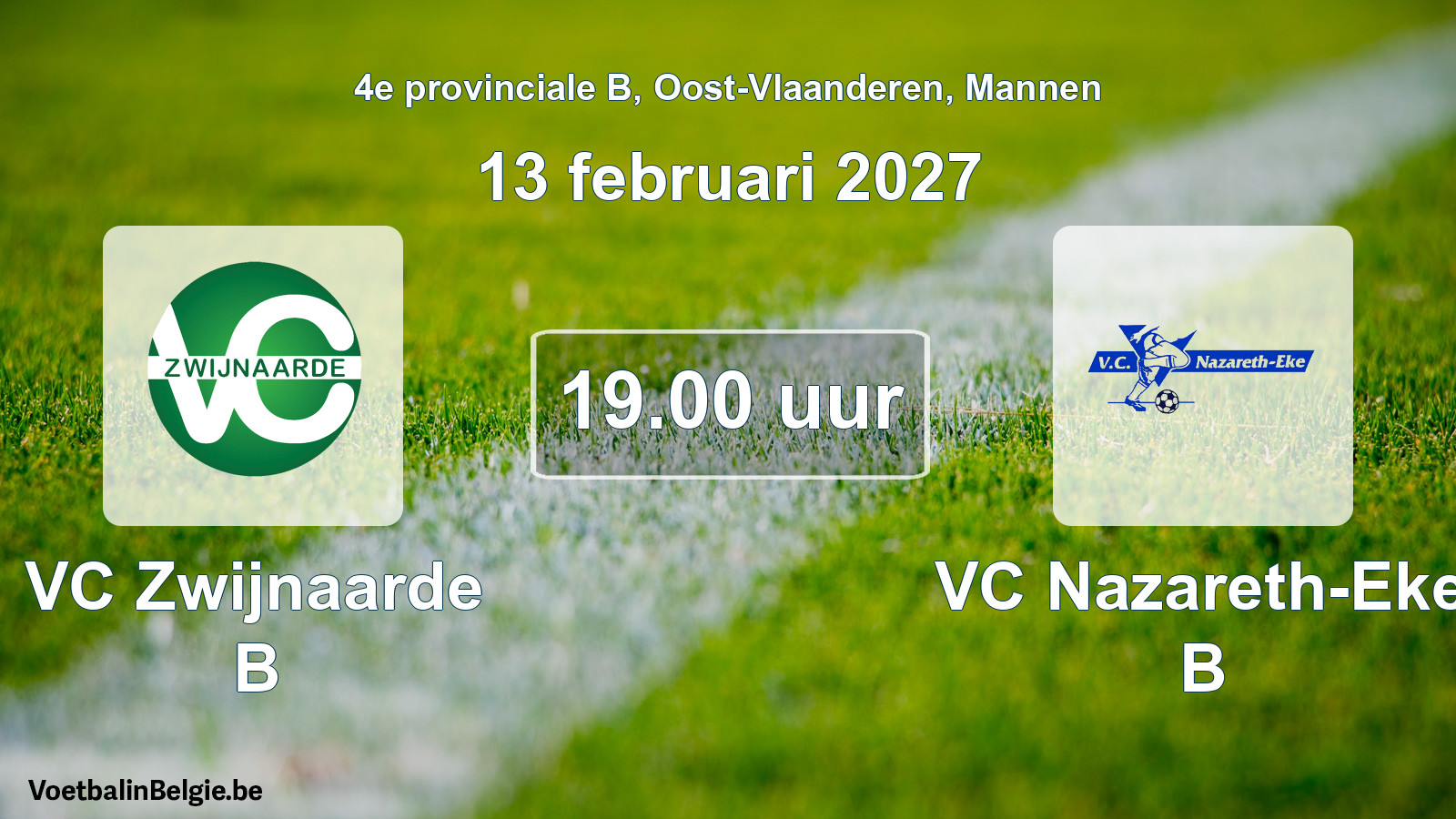 Geplande wedstrijd mannenvoetbal: VC Zwijnaarde B - VC Nazareth-Eke B (13 februari 2027)