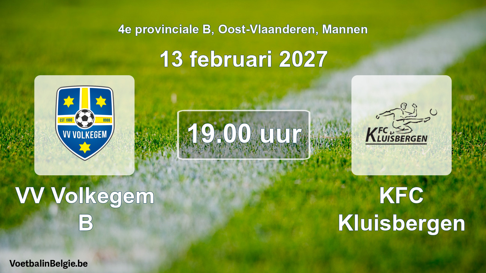 Geplande wedstrijd mannenvoetbal: VV Volkegem B - KFC Kluisbergen (13 februari 2027)