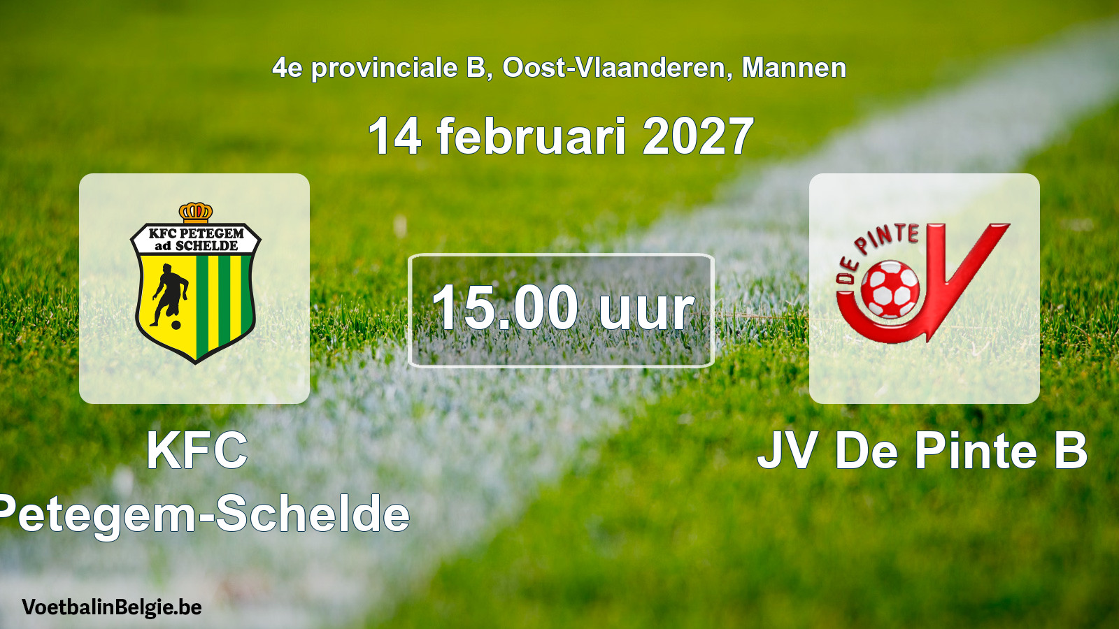 Geplande wedstrijd mannenvoetbal: KFC Petegem-Schelde - JV De Pinte B (14 februari 2027)