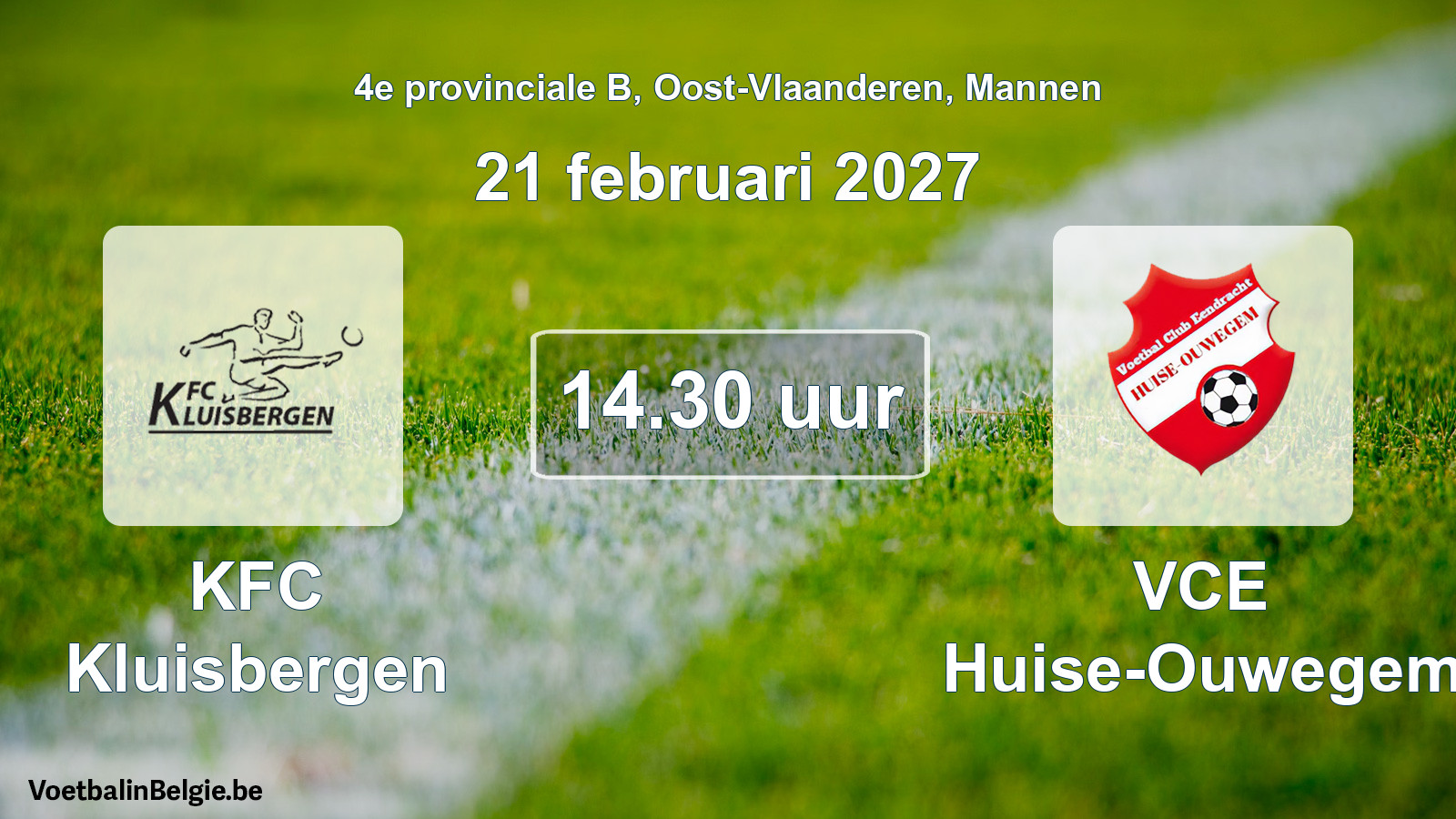 Geplande wedstrijd mannenvoetbal: KFC Kluisbergen - VCE Huise-Ouwegem (21 februari 2027)