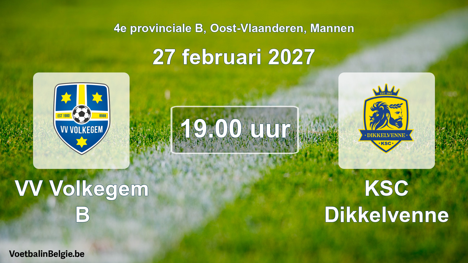 Geplande wedstrijd mannenvoetbal: VV Volkegem B - KSC Dikkelvenne (27 februari 2027)