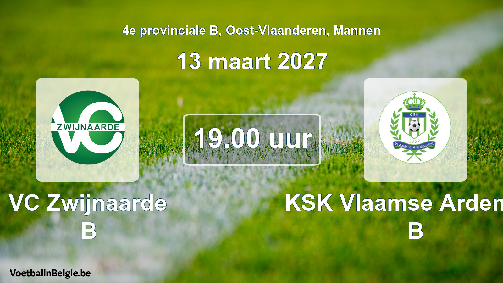 Geplande wedstrijd mannenvoetbal: VC Zwijnaarde B - KSK Vlaamse Ardennen B (13 maart 2027)