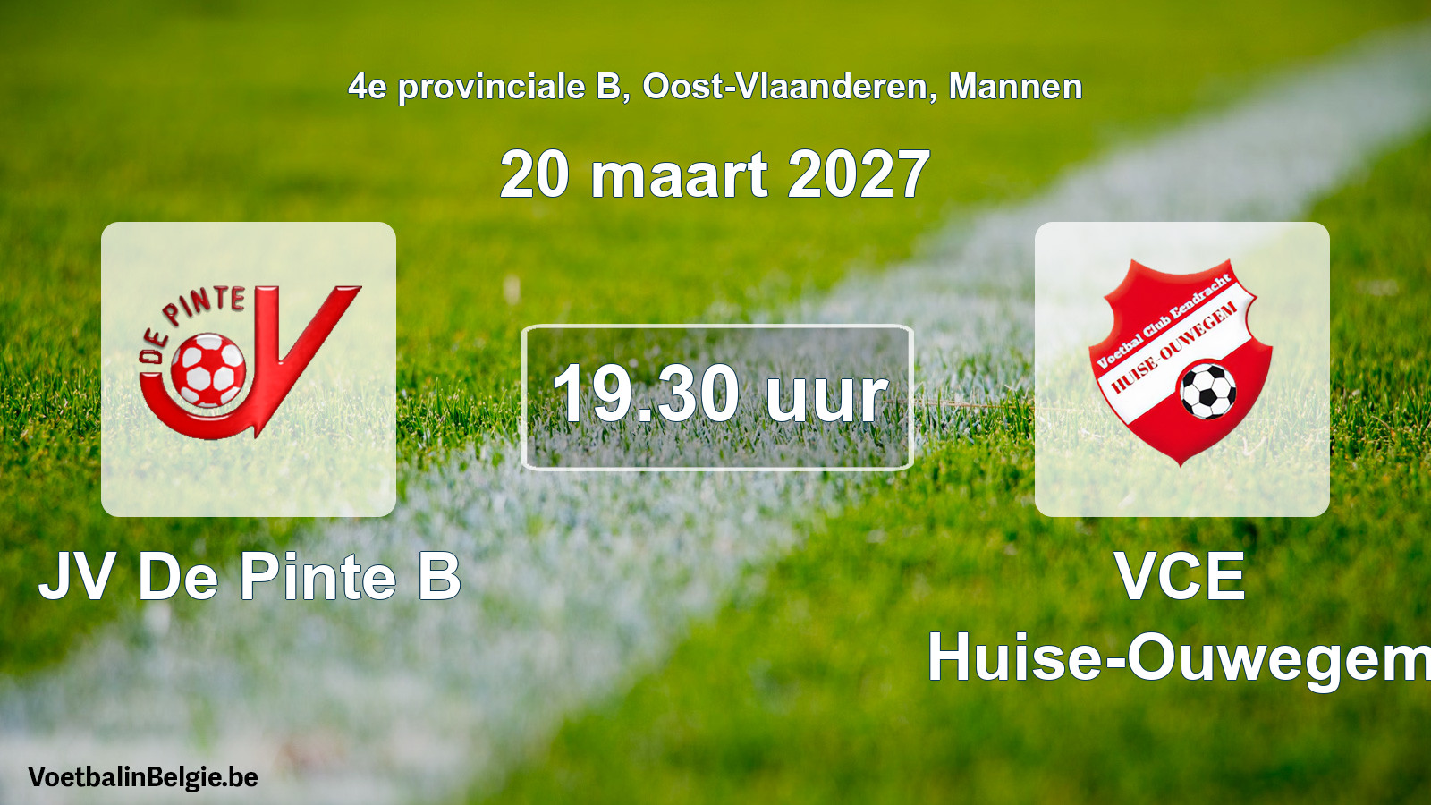 Geplande wedstrijd mannenvoetbal: JV De Pinte B - VCE Huise-Ouwegem (20 maart 2027)