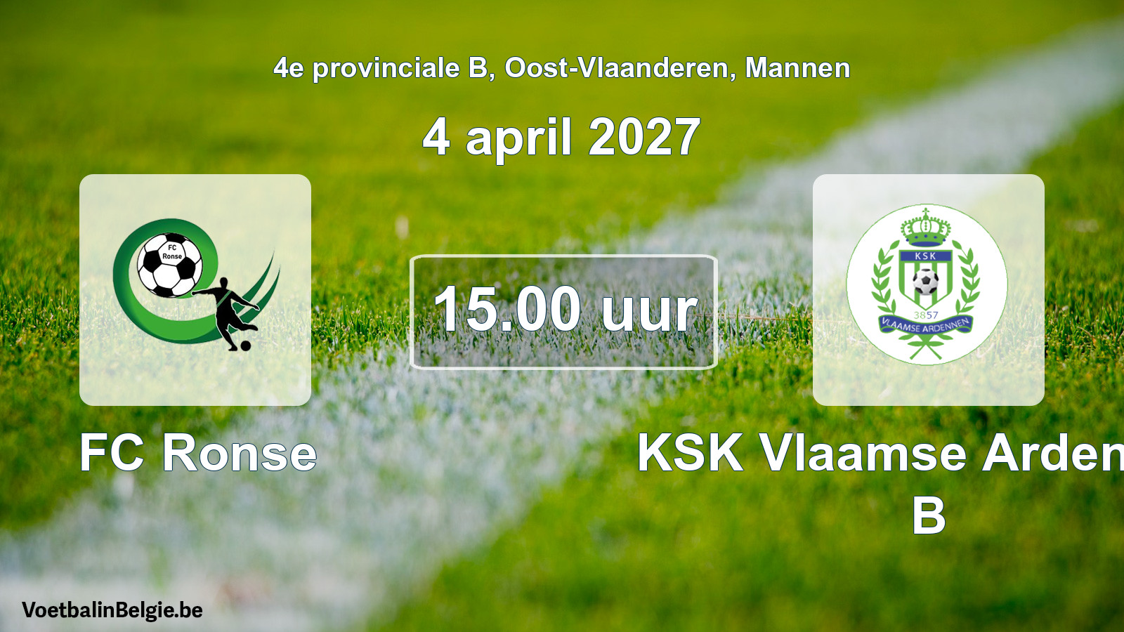 Geplande wedstrijd mannenvoetbal: FC Ronse - KSK Vlaamse Ardennen B (4 april 2027)
