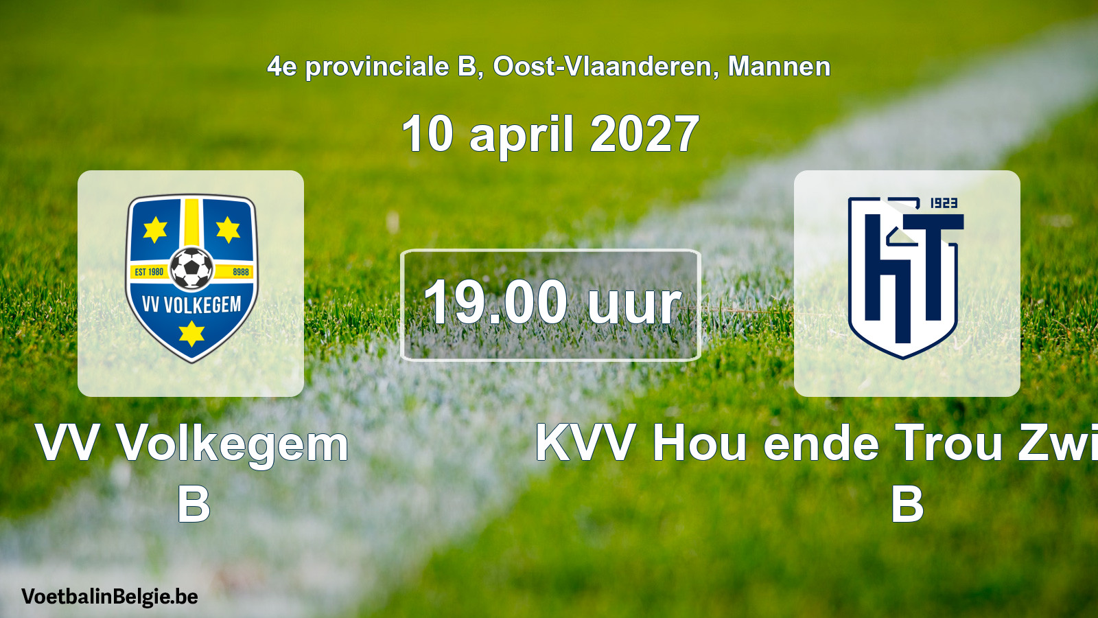 Geplande wedstrijd mannenvoetbal: VV Volkegem B - KVV Hou ende Trou Zwijnaarde B (10 april 2027)